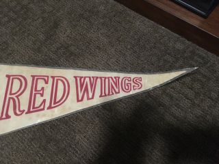 VINTAGE 1960 ' s Detroit Red Wings Team Hockey Pennant Full Size 1962 - 63 Team RARE 4