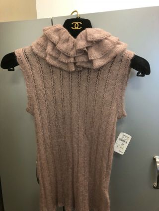 Chanel Vintage Sleeveless Turtleneck Sweater.  Beige.  Size 38/6.  Never Worn.