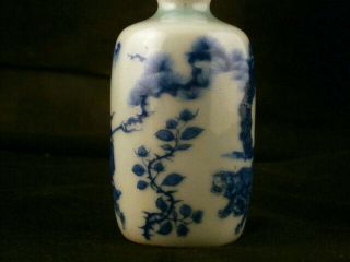 Good Quality 19thC Chinese Blue & White Porcelain 鬼谷子下山图 Snuff Bottle E122 3