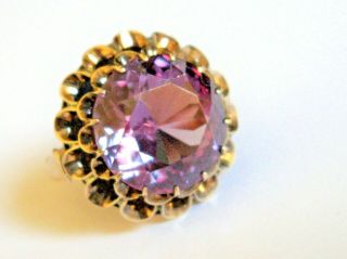 Antique 14ct Rosey Gold Ring With Large Purple/ Blue Colour Change Sapphire