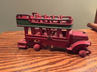 Vintage Kenton Toys Cast Iron Double Decker Bus Red And Green