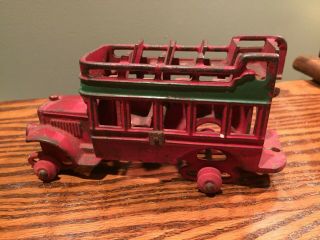Vintage Kenton Toys Cast Iron Double Decker Bus Red and Green 2