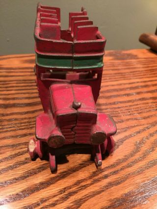 Vintage Kenton Toys Cast Iron Double Decker Bus Red and Green 3