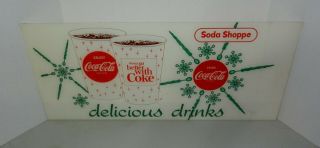 Vintage 1960s Coca Cola Soda Machine Sign Snowflake Cups Things Go Better Coke