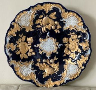 Meissen Antique Rococo Cobalt Blue And Gold Porcelain Cabinet Plate