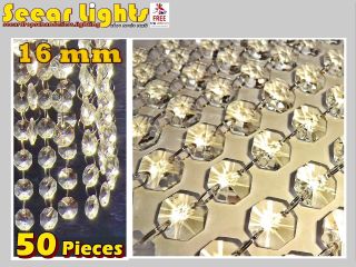 50 / 1m Chandelier Light Crystals Droplets Glass Beads Wedding Drops 16 Mm Parts