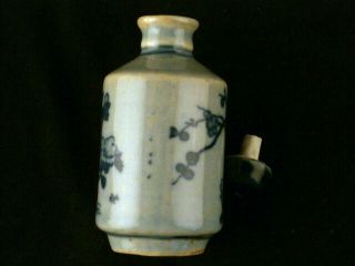 Good Quality 19thC Chinese Blue & White Porcelain Crane Snuff Bottle E007 5