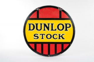 Vintage C1940 " Dunlop Stock " Double Sided Enamel Sign
