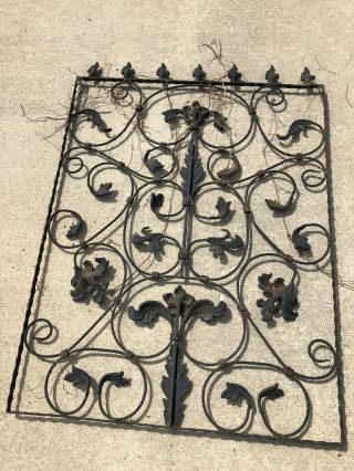 Vintage Wrought Iron Gate Or Door Architectural Antiques 40” X 30”