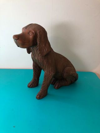Vintage Black Forest Carved Wooden Carved Irish Setter Dog Sculpture Figurine