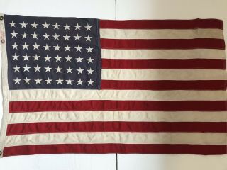Vintage WW2 Era 48 Star American US Flag 2 ' x 3 ' Sewn Stars Stripes 2