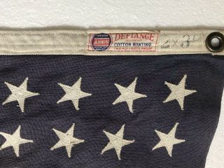 Vintage WW2 Era 48 Star American US Flag 2 ' x 3 ' Sewn Stars Stripes 3
