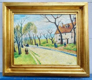 Antique Oil On Canvas Camille Pissarro Master Piece With Frame In Golden Leaf