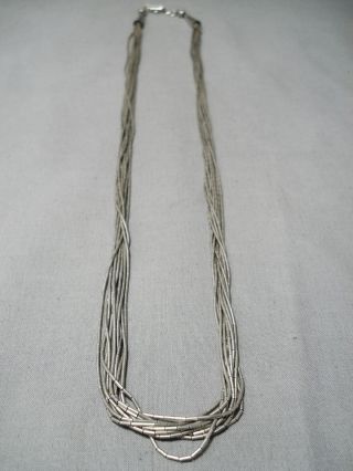 Very Old Vintage Navajo Sterling Silver Tubule Heishi Necklace Old