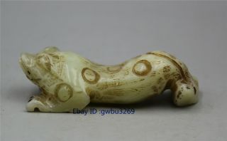Old Chinese Hongshan Culture Jade Stone Hand - Carved Animal Statue Amulet