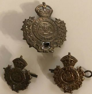 Opp Ontario Provincial Police Ww2 Cap Badge,  Collar Set