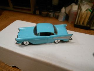 VINTAGE AURORA O GAUGE 1957 CHEVY BELAIR 2 DR.  COUPE S/C - - TURQUOISE 2