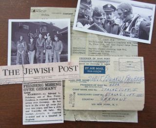 Wwii Pow Letter,  Jewish Army Air Corps Officer,  453rd Bomb Group J Stewart,  Mia