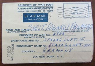 WWII POW letter,  Jewish Army Air Corps Officer,  453rd Bomb Group J Stewart,  MIA 2