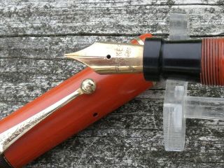 Vintage Parker Big Red Fountain Pen.  Very Good 5 1/2 Inches.