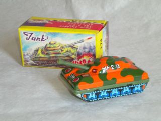 Vintage Shanghai Red China Chinese Tin Toy Mf 274 Tinplate Toy Tank Mb 1970s