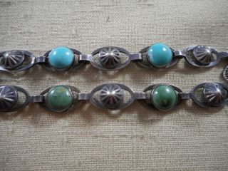 Unusual FRED HARVEY era silver & natural Carico Lake turquoise necklace 4