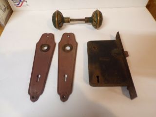 Vintage Door Knob Lock And Inner & Outer Plates / Great Design