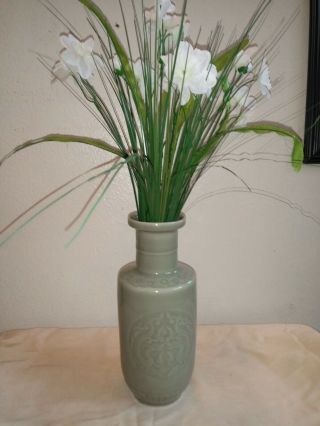 Chinese Antique Green Glaze Dragon Vase