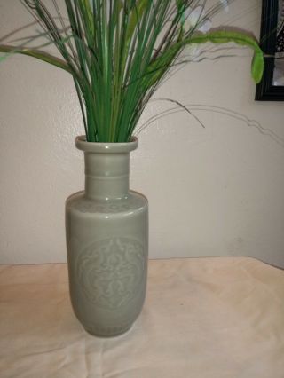 Chinese Antique Green Glaze Dragon Vase 2