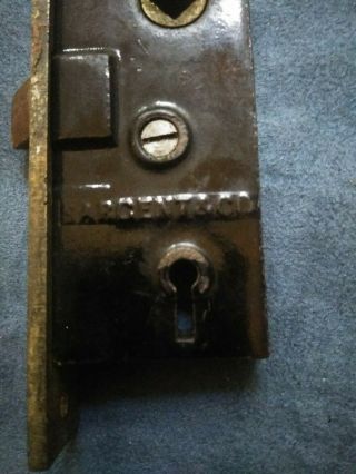 Vintage Door Lock And Strike Plate SARGENT&CO Early 1900 ' s 6 on lock 2