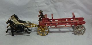 Antique Three Horse Hitch And Wagon
