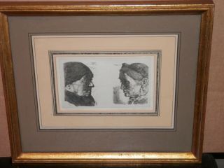 OLD ANTIQUE Listed Artist Fine Art ETCHING vintage artwork Well Collected signed 2