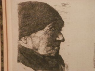 OLD ANTIQUE Listed Artist Fine Art ETCHING vintage artwork Well Collected signed 3