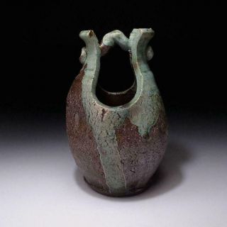 Vo3: Vintage Japanese Pottery Vase,  Shigaraki Ware,  Tea Ceremony,  7.  2 Inches