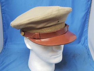 Vintage Wwii Us Army Officers Visor Dress Hat Khaki Summer Cap 7 3/8 Named