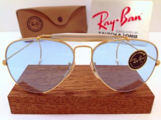 Nos 70s B&l Ray Ban Usa Blue 58mm Aviator Bausch & Lomb General Case Vintage