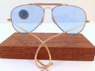 NOS 70s B&L RAY BAN USA BLUE 58mm AVIATOR BAUSCH & LOMB GENERAL CASE VINTAGE 6