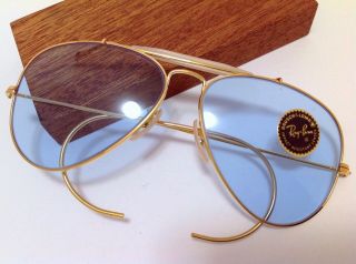 NOS 70s B&L RAY BAN USA BLUE 58mm AVIATOR BAUSCH & LOMB GENERAL CASE VINTAGE 9