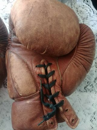 Very Rare Deha 14 Unzen Antique Brown German Boxing Gloves German Olympics 1936 3