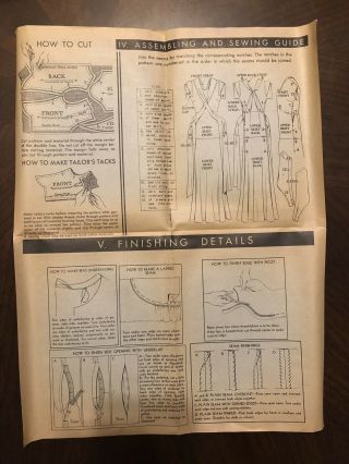 McCall Printed Pattern 7095 1932 1930s Dress Vintage Sewing Size 36 30s 6