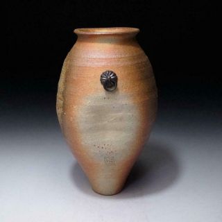 RB4: Vintage Japanese Pottery Vase for Hanging,  Shigaraki Ware,  Tea ceremony 5