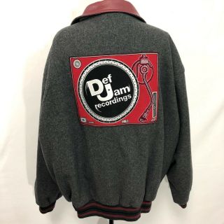 Vintage Gray And Red Leather Def Jam 2000 Letterman Jacket Size 5xl In Euc