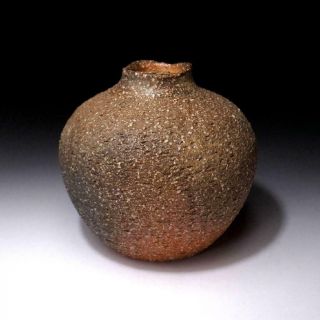 Vq7: Vintage Japanese Pottery Vase,  Shigaraki Ware,  Dia.  5.  7 Inches