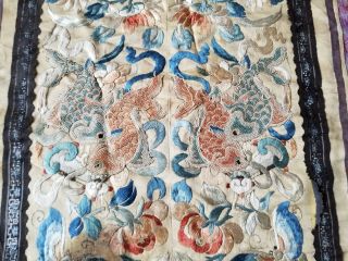 Antique Chinese Silk Hand Embroidered Panel 63x40cm (X983) 4