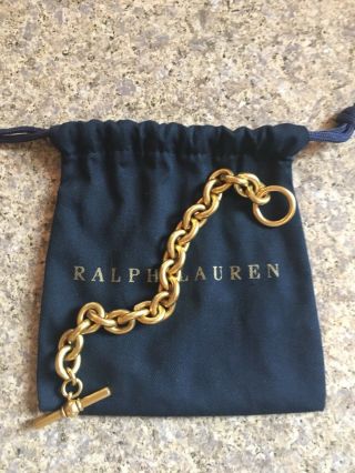 Made For RALPH LAUREN 18K Matte Gold Vermeil Sterling Silver Toggle Bracelet 5