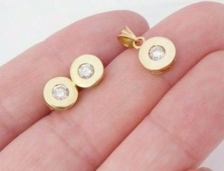 18ct Gold 45 Point Diamond Earrings And Matching Pendant