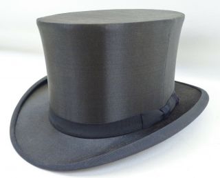 Vintage Black Satin Collapsible Top Hat Size 7 1/8