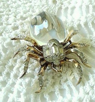 Crown Trifari 1940’s A Philippe " Fantasia " Sterling Jelly Belly Spider Fur Pin