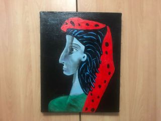 Pablo Picasso Spanish Artist Oil Painting On Canvas Signed 15.  5 X 20