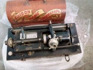 Antique Edison Home Model Cylinder Roll Phonograph Machine & Two Boxes Cylinders